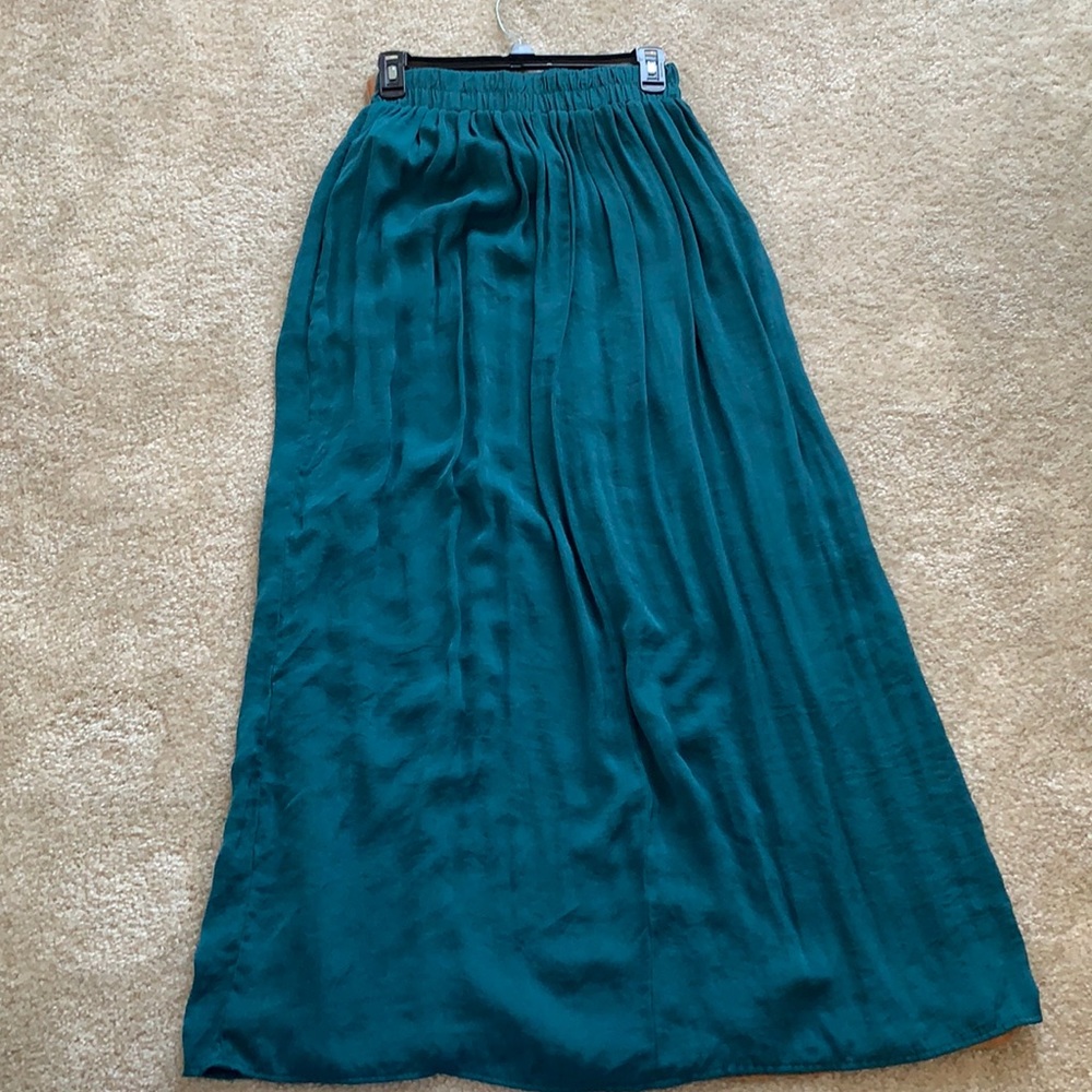 Teal Satin Maxi Skirt